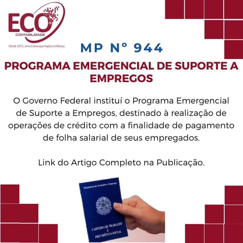 MEDIDA PROVISÓRIA Nº 944, DE 3 DE ABRIL DE 2020